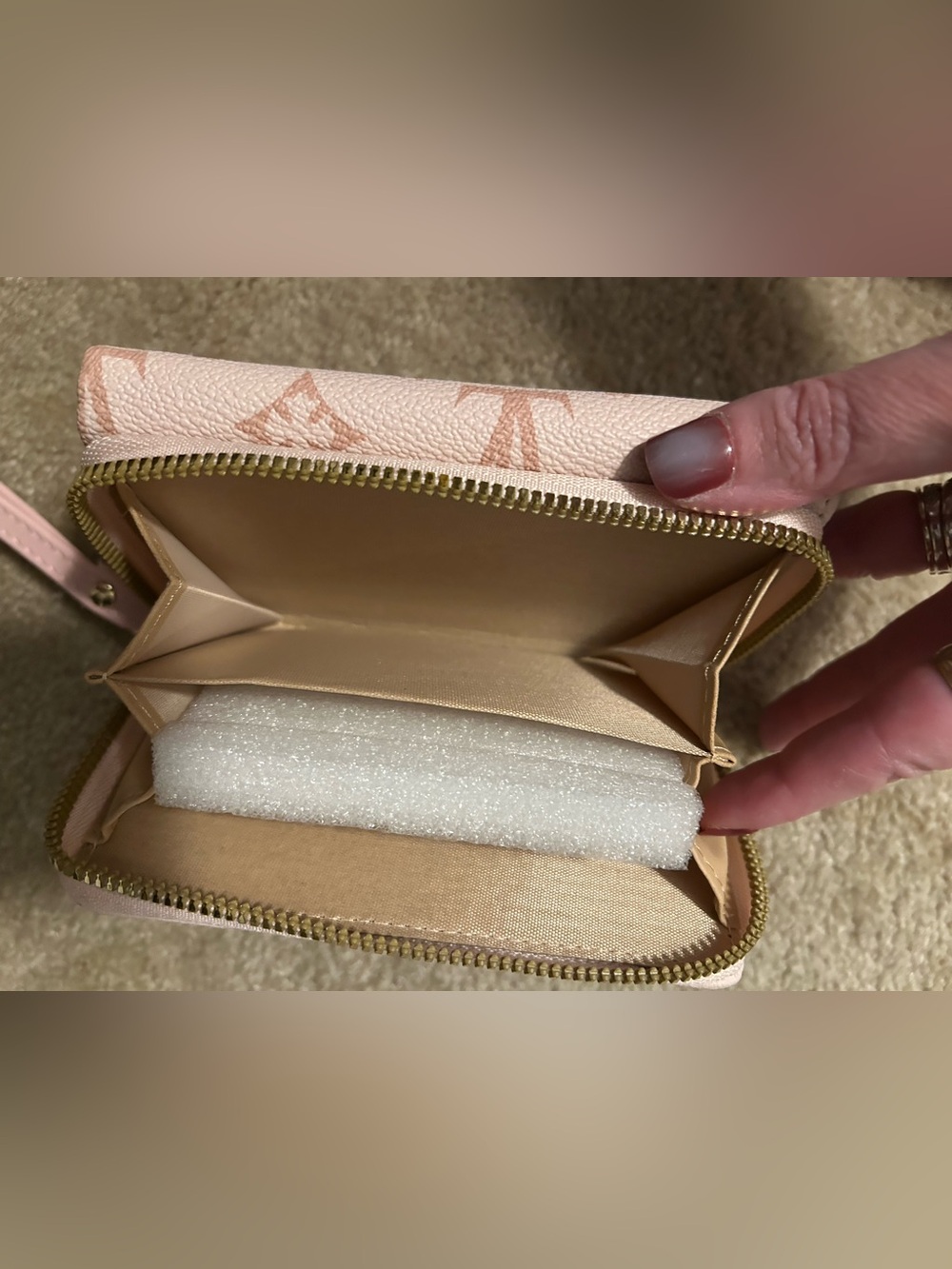 Pink Monogram Compact Trifold Wallet - Picture 3 of 4
